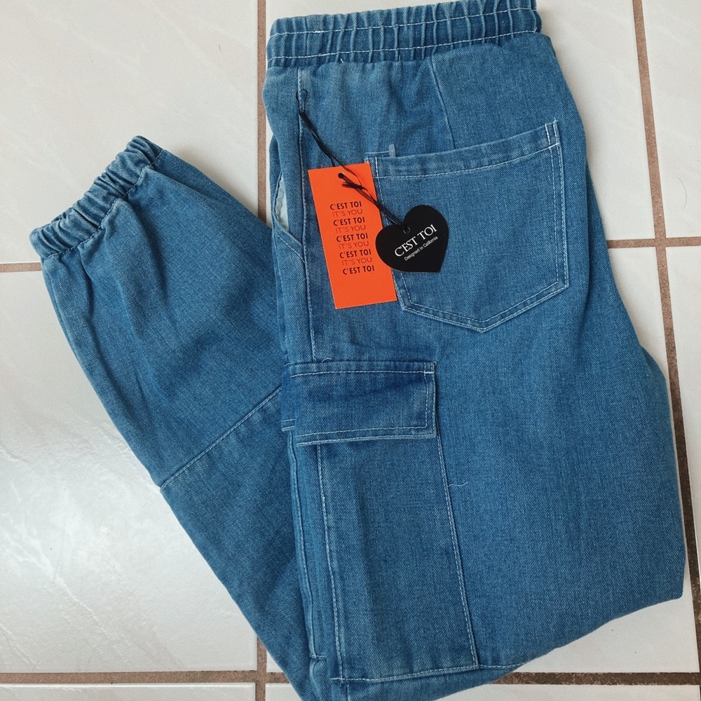Denim Cargo Joggers